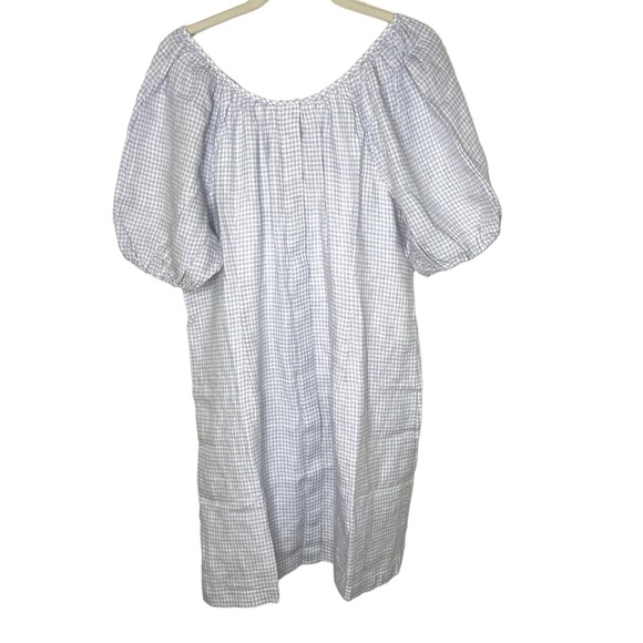 NEW WITH TAGS J. Crew Gray White Check Linen V Back Havana Mariska Dress Size 14 - Picture 4 of 8